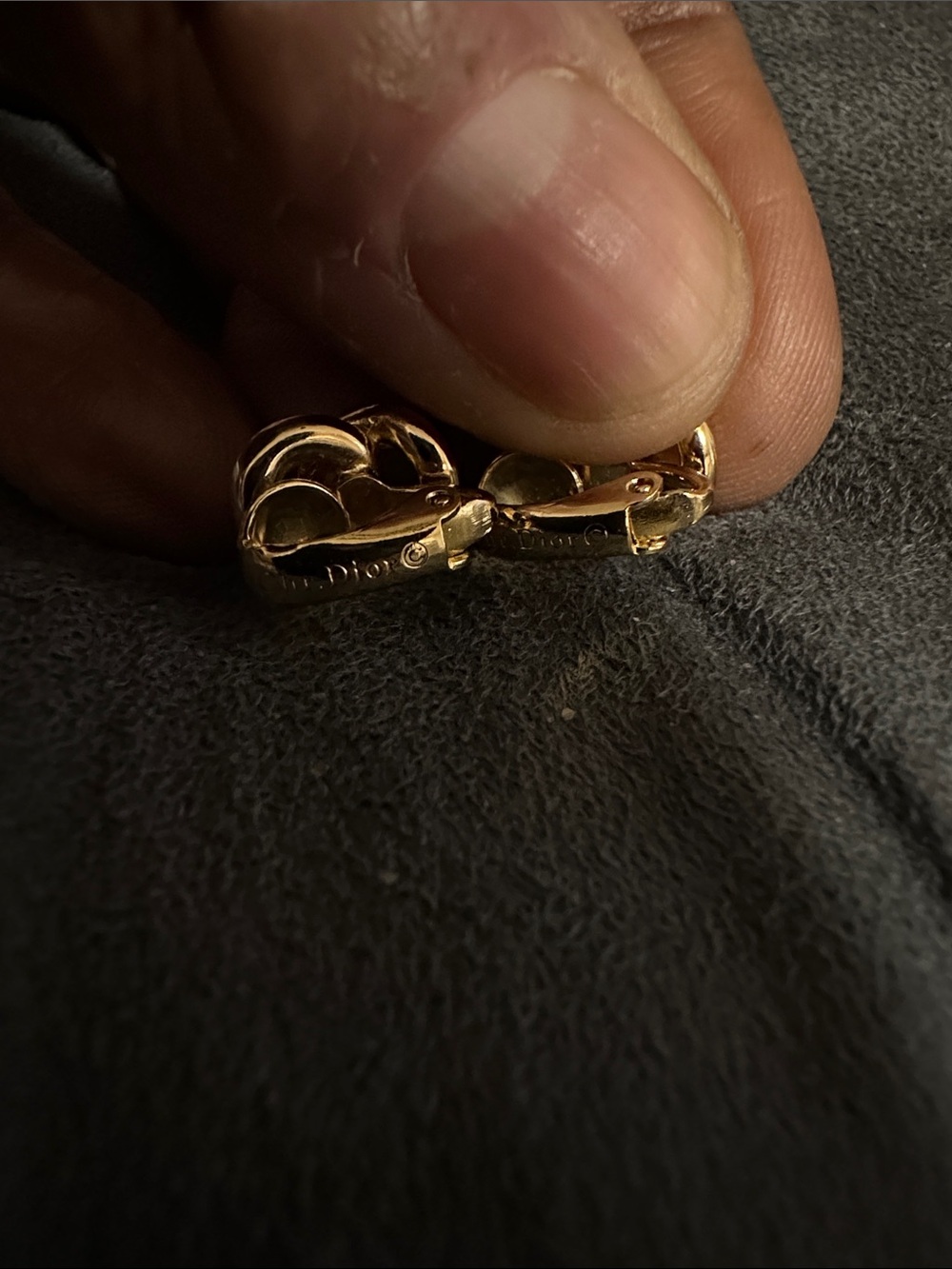 Dior Gold-Tone Knot Earrings with Crystal Trim. PREOWNED. - Picture 4 of 5